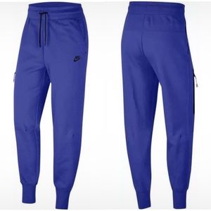 Women Nike TECH FLEECE ATHLETIC PANTS BLUE SIZE S NEW